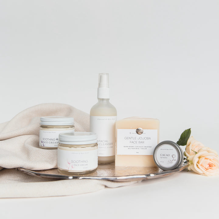 soothing face cream and face products selection