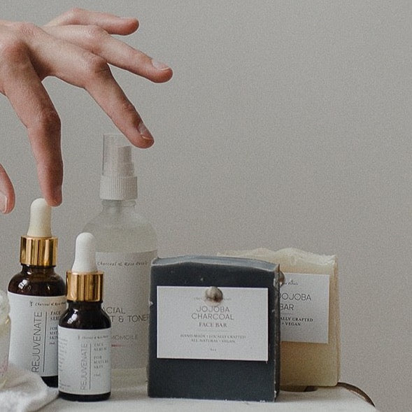 face product set two face serums, facial mist & toner, 2 jojoba face bars