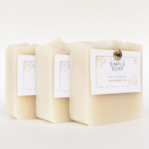 White Simple Soap hand & body bar set of 3