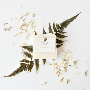 White Simple Soap hand & body bar with floral arrangement