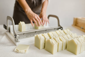 White bar Soap cutting process